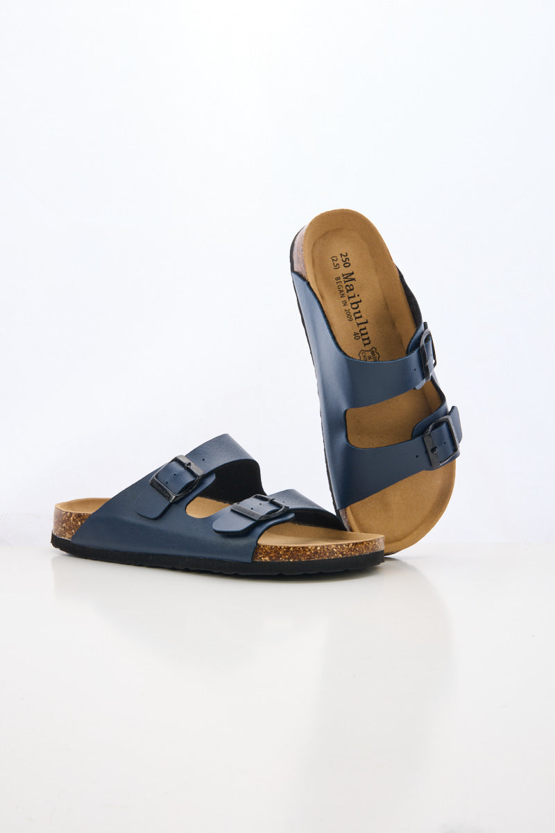 Signature Double Strap Footbed Sandal - Navy