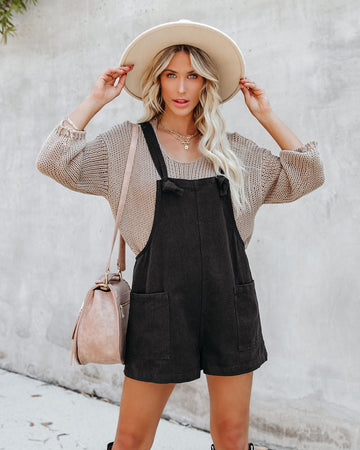 Northwest Cotton Linen Pocketed Romper - Black