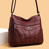 Women's Black Brown Crossbody Bag with Multiple Zippered Pockets