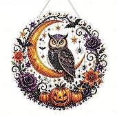 Halloween DIY Black Cat Moon Diamond Art Hanging Ornament Kit
