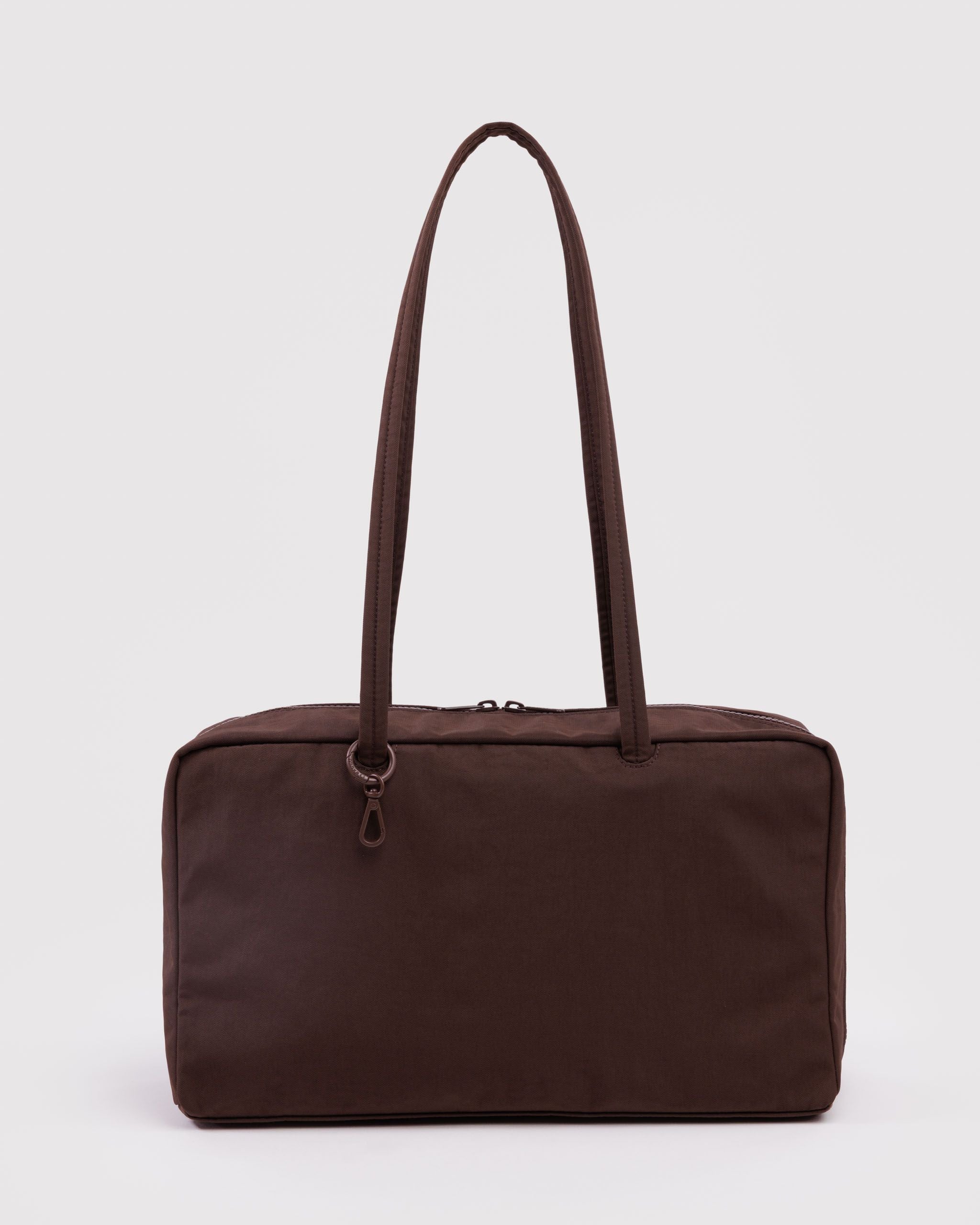 Medium Nylon Bowler Bag - Coffee