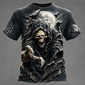 Halloween Men's Skull T Shirt Short Sleeve