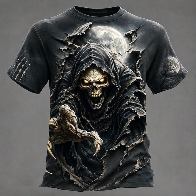 Halloween Men's Skull T Shirt Short Sleeve