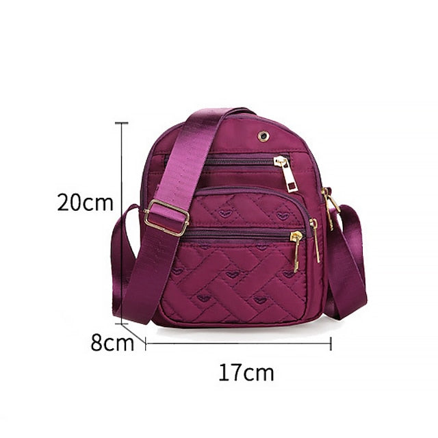 Women's Quilted Nylon Crossbody Bag – Lightweight Waterproof Shoulder Purse with Multi-Pocket Design for Travel & Daily Use