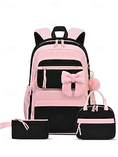 Girl's Corduroy Backpack Set, 3 Piece Cute School Backpack with Large Capacity Multi Compartments, Laptop Sleeve, Adjustable Straps, Luggage Strap, Travel College Bag for Girls, Available in Multiple