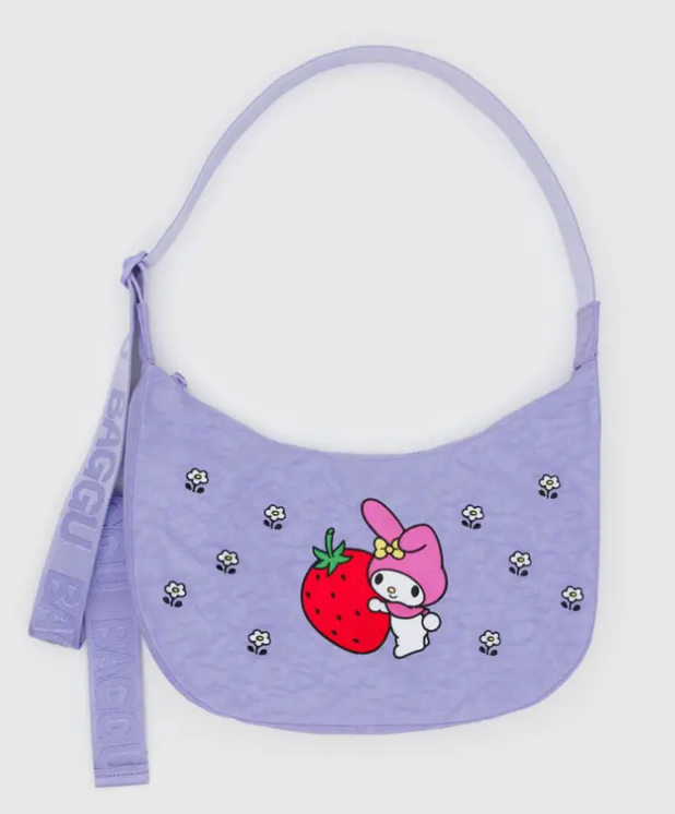 Medium Nylon Crescent Bag - Embroidered My Melody Strawberry
