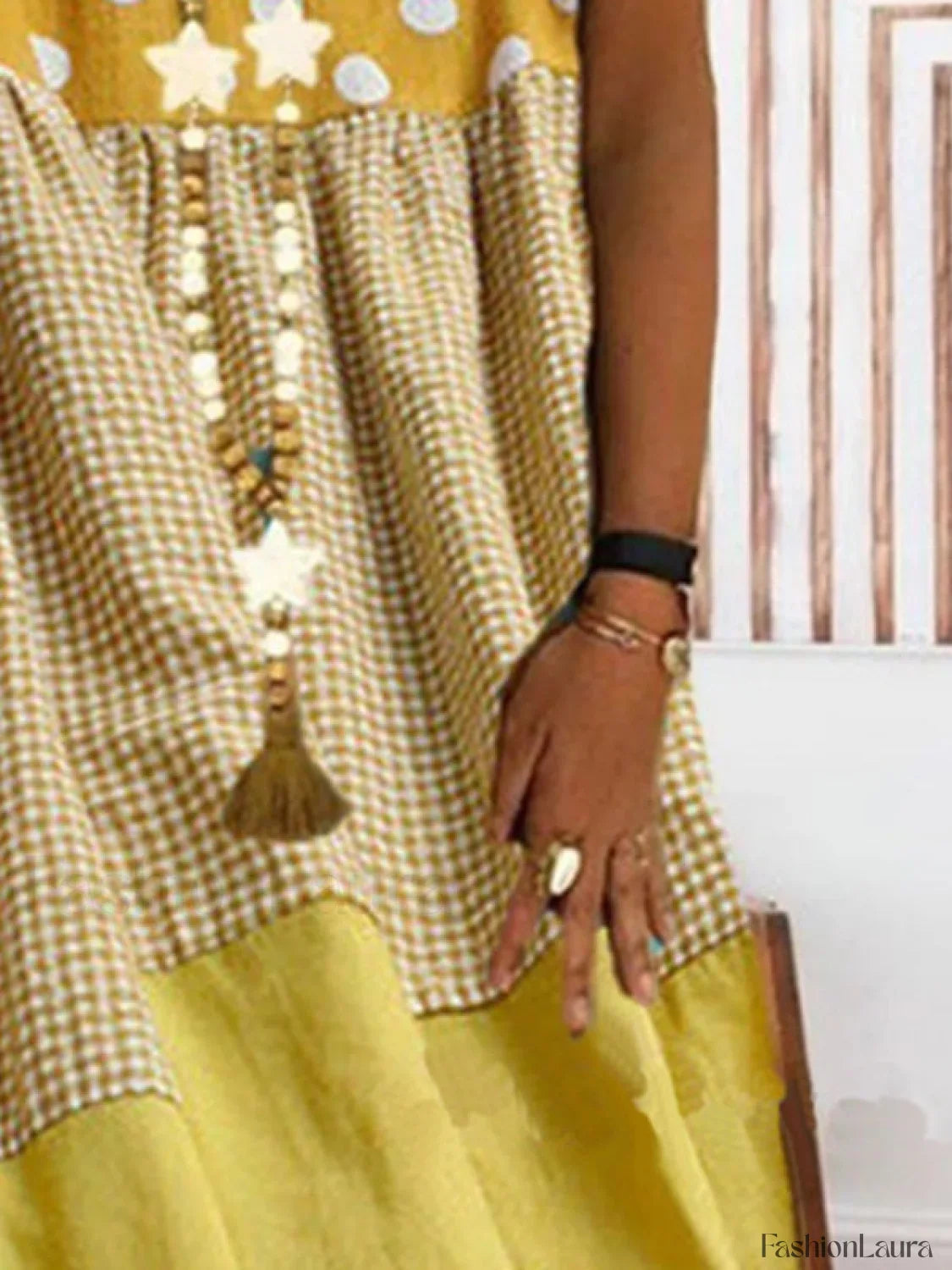 Patchwork Checkered Print Midi Dress