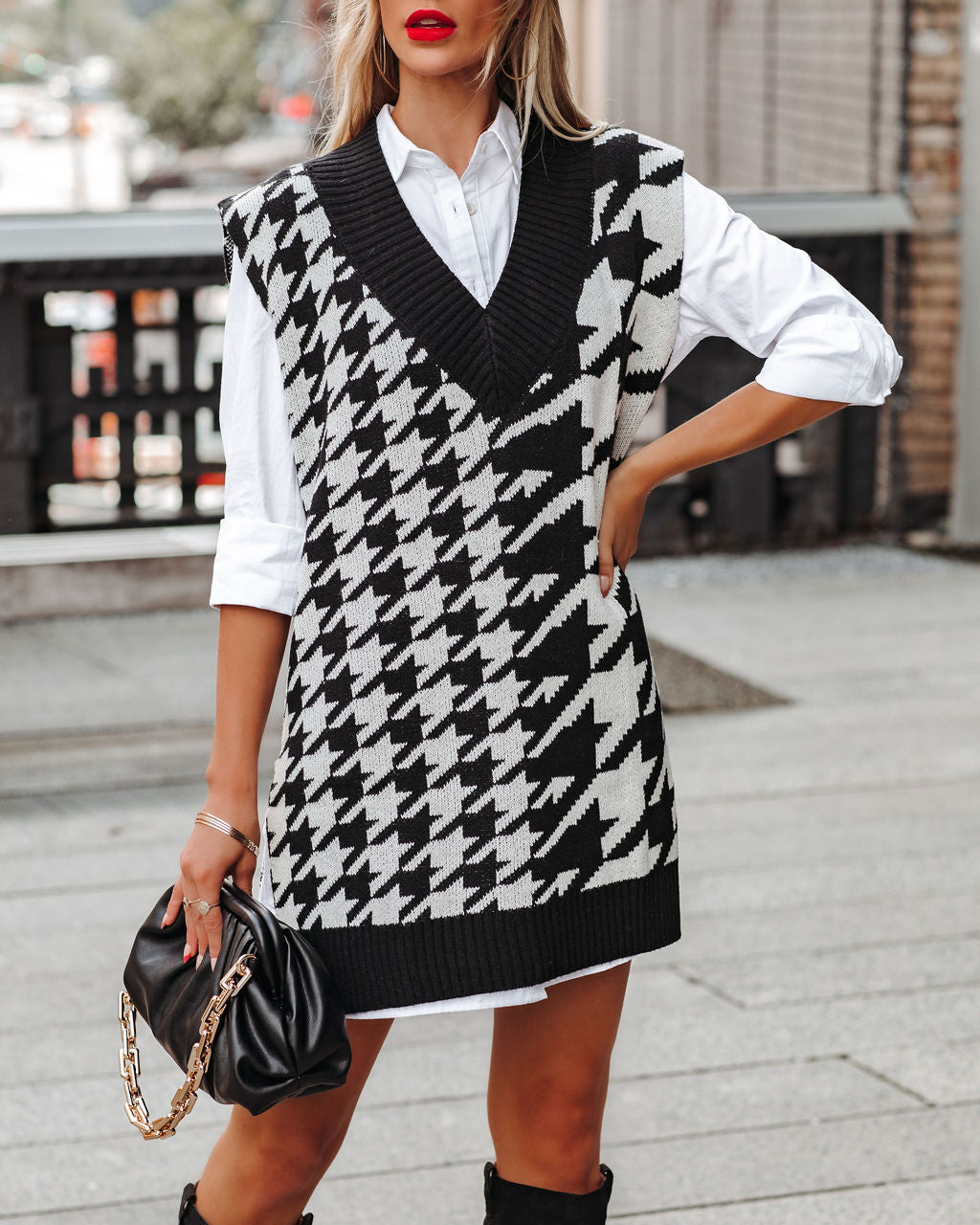 Pemberton Houndstooth Sweater Vest