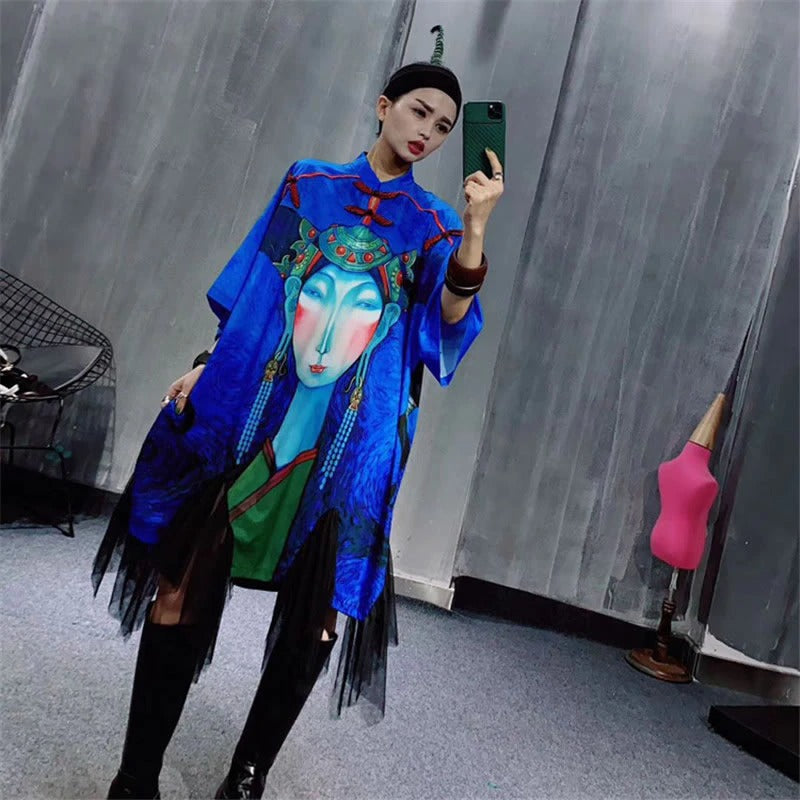 Women Irregular Tassel Print Pattern Letter Plus Size Pullover Dress-Cozy Dresses-Free Shipping at meselling99