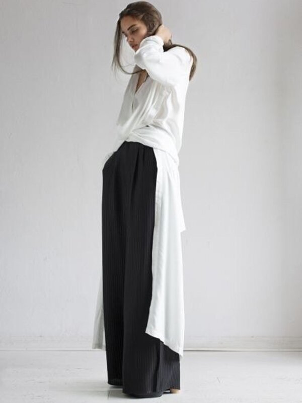 White/White Solid Lapel Long Sleeves Long Shirt Dress-Maxi Dresses-Free Shipping at meselling99