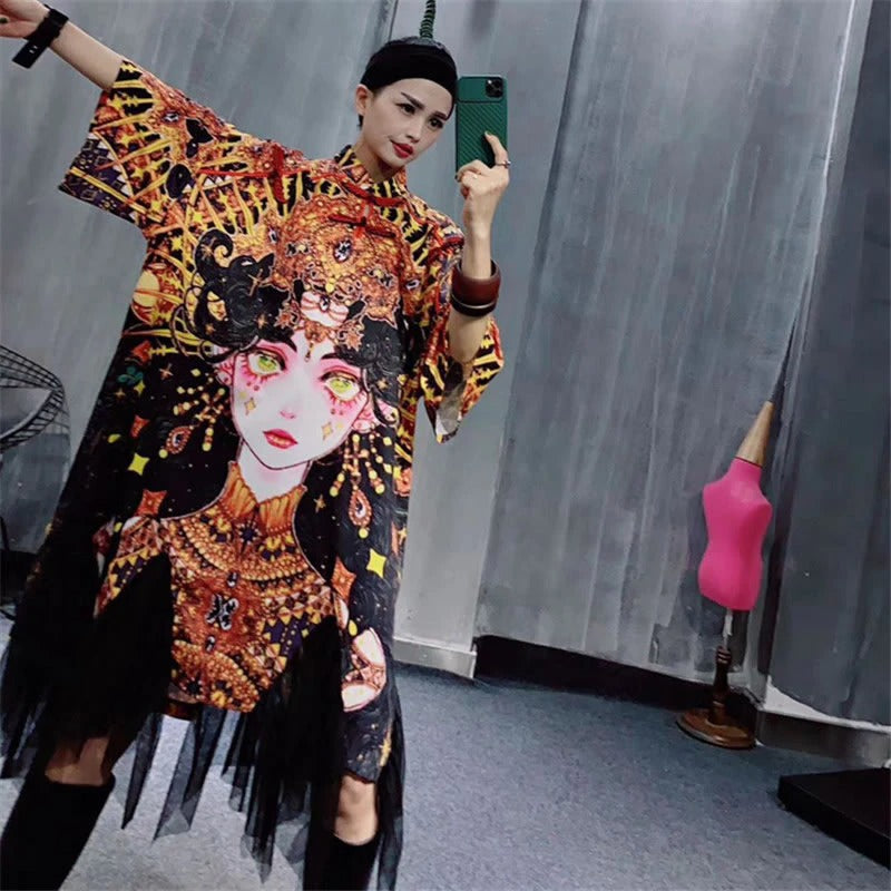 Women Irregular Tassel Print Pattern Letter Plus Size Pullover Dress-Cozy Dresses-Free Shipping at meselling99