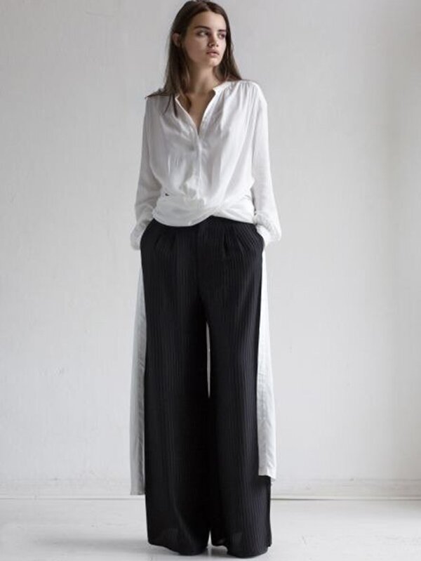 White/White Solid Lapel Long Sleeves Long Shirt Dress-Maxi Dresses-Free Shipping at meselling99