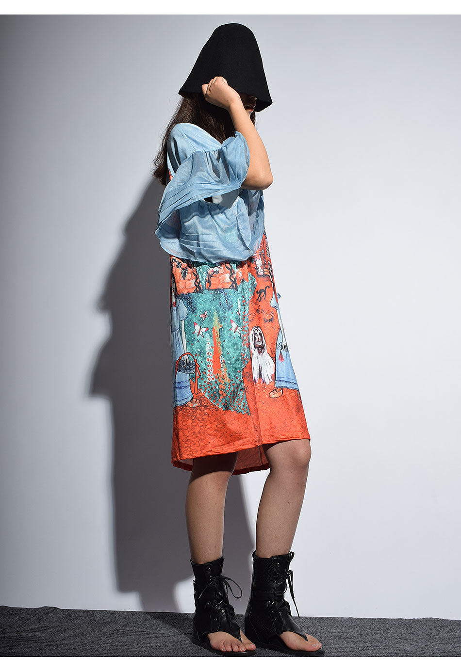 Female Full SleeveHalf Sleeve Ruffles Cartoon Above Knee Dress-Maxi Dresses-The same as picture-Free Size-Free Shipping at meselling99