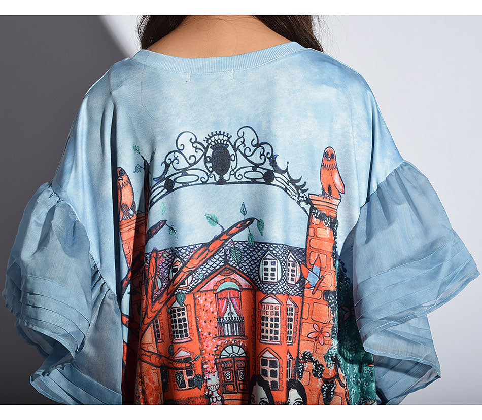 Female Full SleeveHalf Sleeve Ruffles Cartoon Above Knee Dress-Maxi Dresses-The same as picture-Free Size-Free Shipping at meselling99