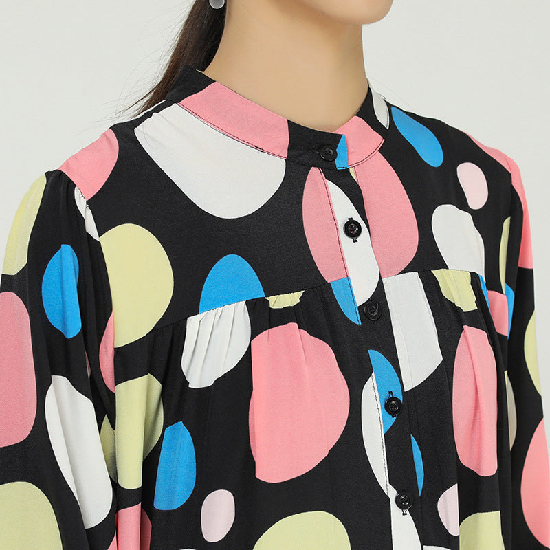 Women Color Polka Dot Floral Dress-Maxi Dresses-Free Shipping at meselling99