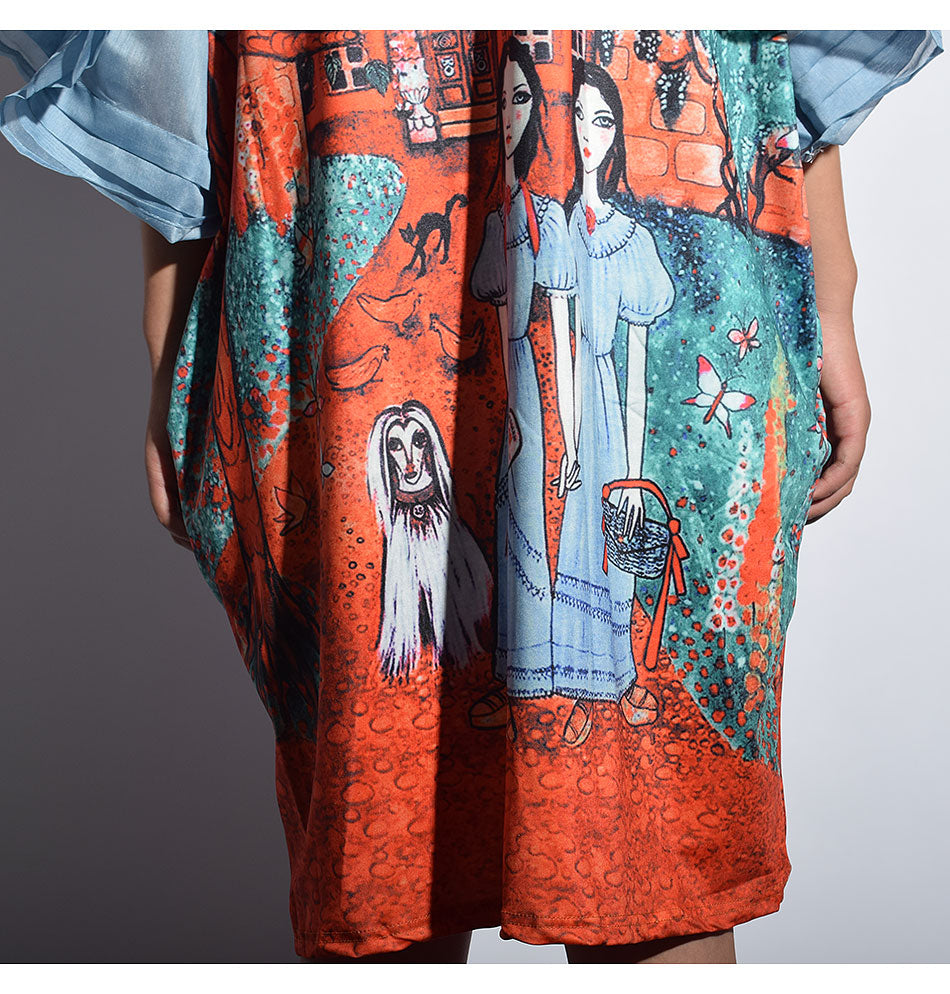 Female Full SleeveHalf Sleeve Ruffles Cartoon Above Knee Dress-Maxi Dresses-The same as picture-Free Size-Free Shipping at meselling99