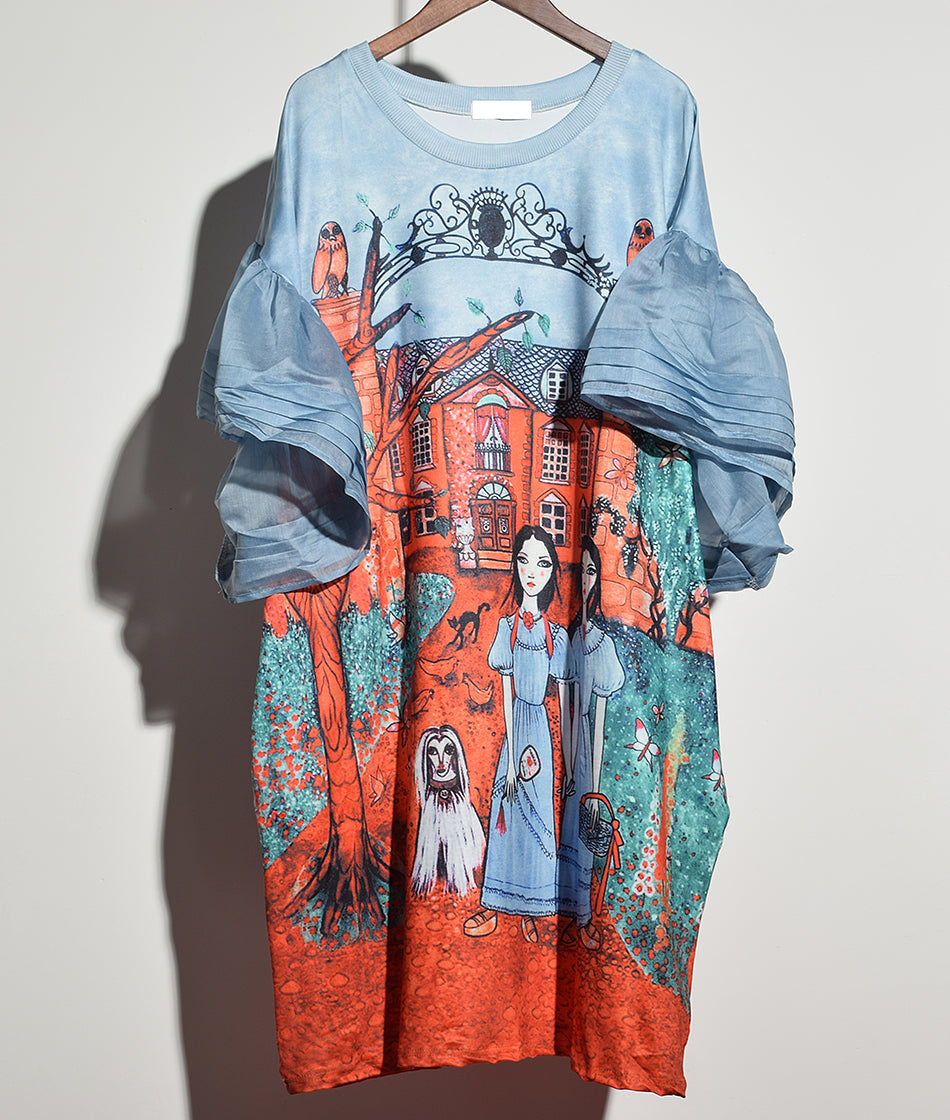 Female Full SleeveHalf Sleeve Ruffles Cartoon Above Knee Dress-Maxi Dresses-The same as picture-Free Size-Free Shipping at meselling99