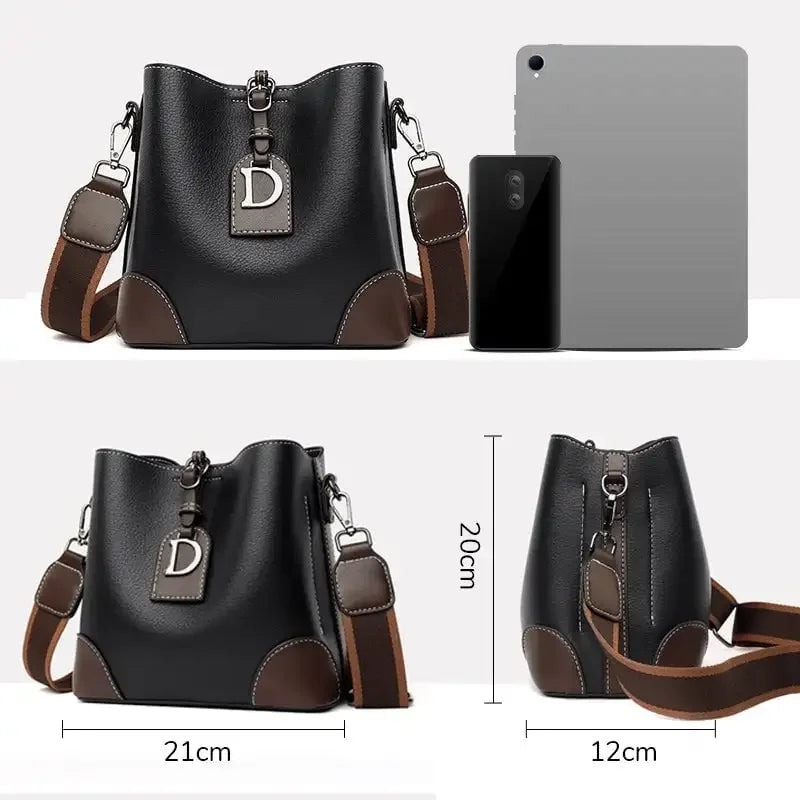 Women's Luxury Travel Bag– Retro Textured Bucket Shoulder & Crossbody Bag