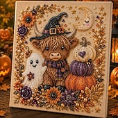 Halloween DIY Black Cat Moon Diamond Art Hanging Ornament Kit