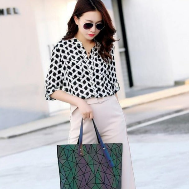 Women's Tote Geometric Quilted Shoulder Bag
