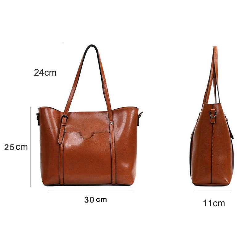 Oil Wax Leather Women Shoulder Bag