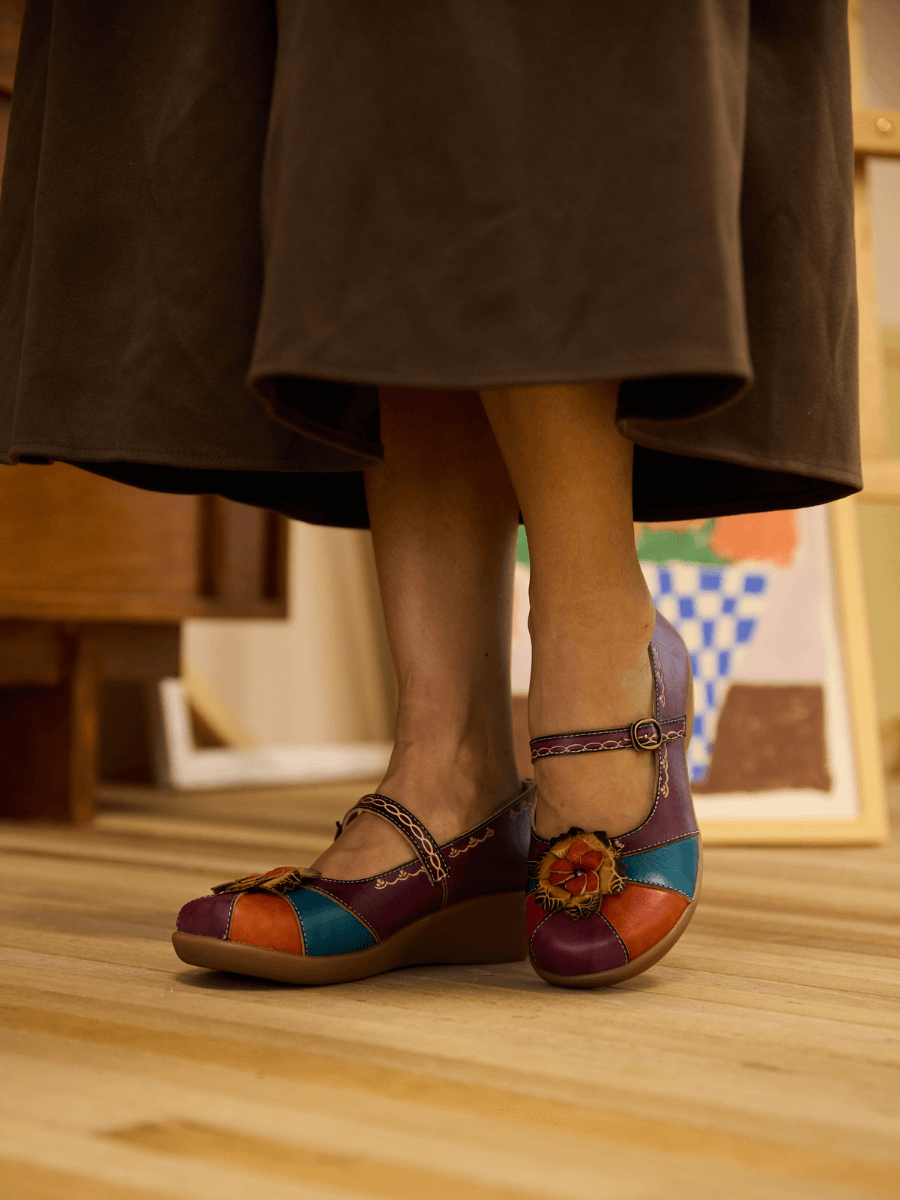 Soleil Luzia Floral Leather Mary Jane
