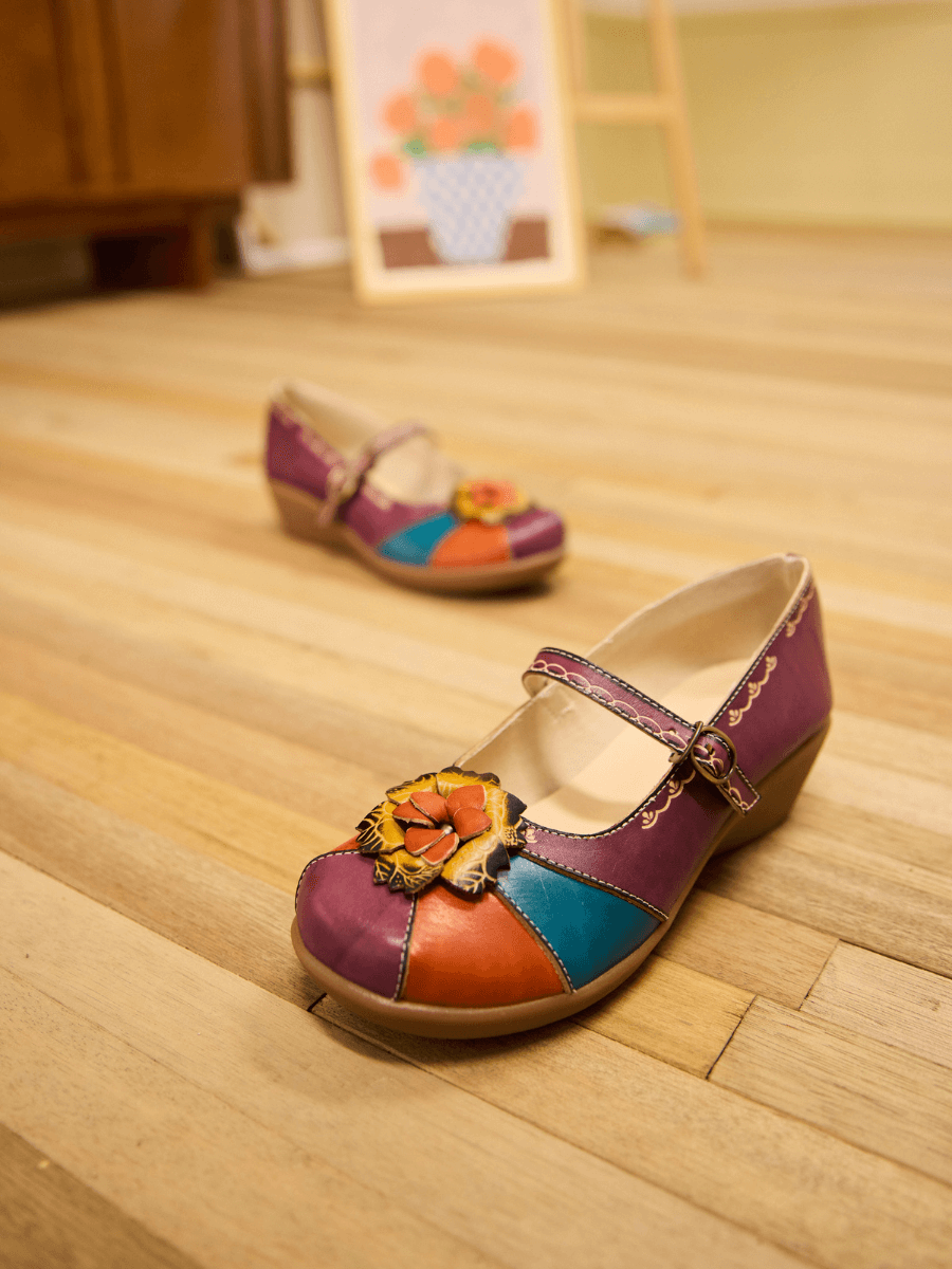 Soleil Luzia Floral Leather Mary Jane