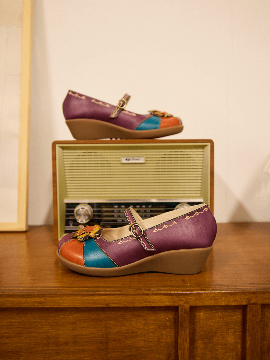 Soleil Luzia Floral Leather Mary Jane