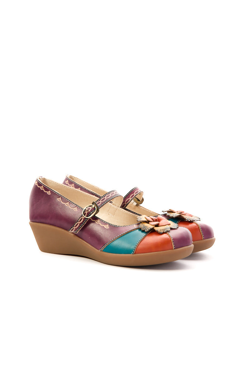 Soleil Luzia Floral Leather Mary Jane