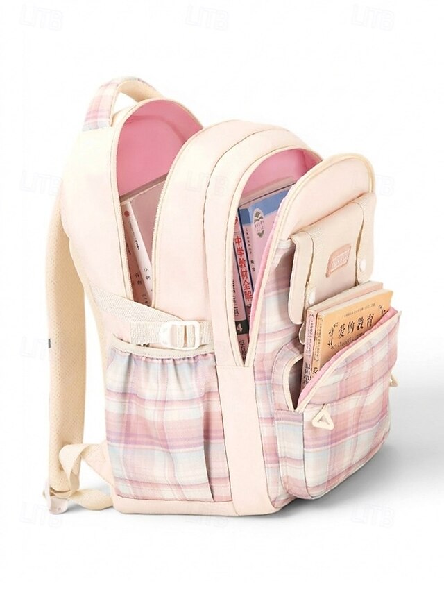 Girls Plaid Backpack for School