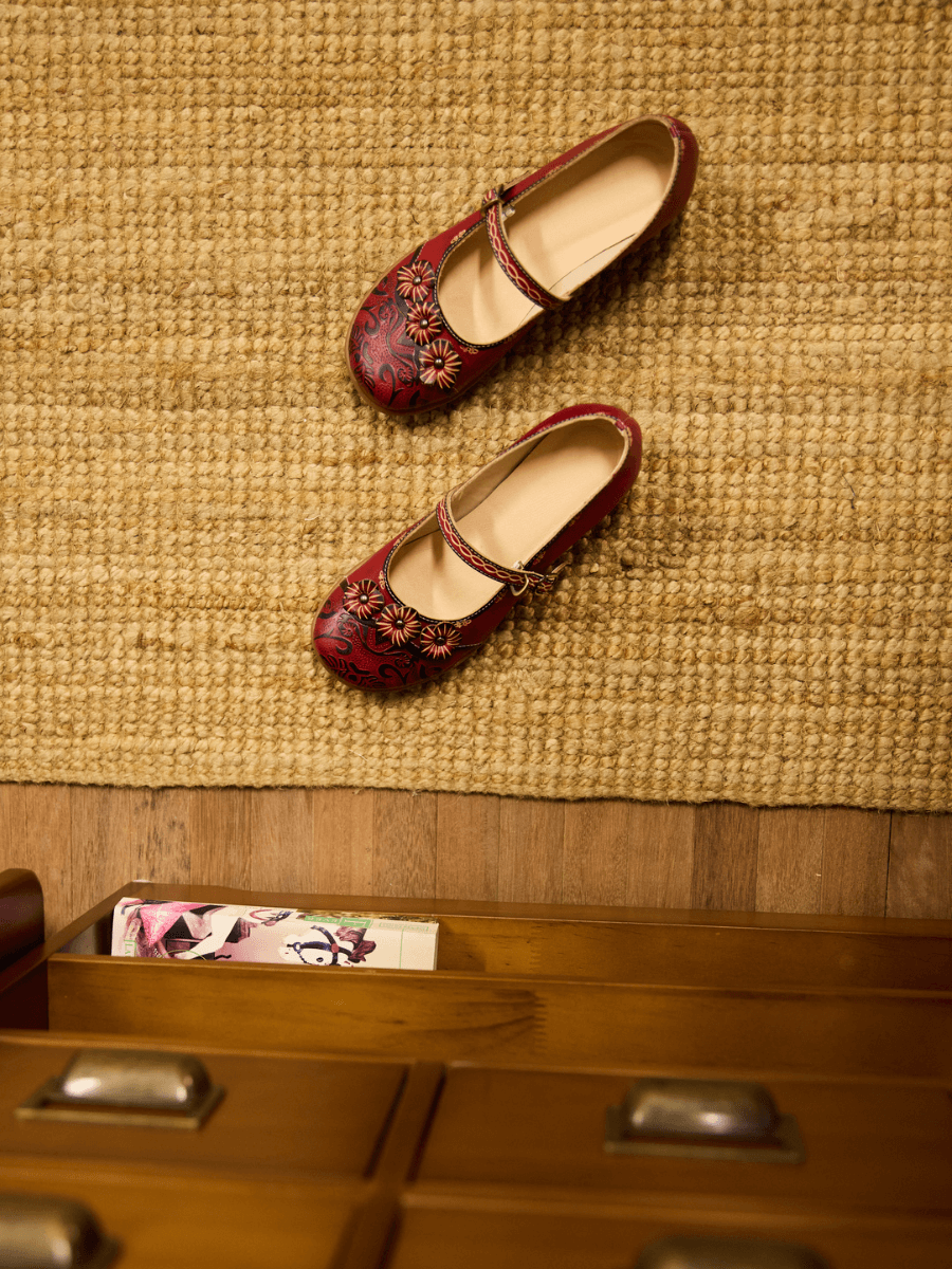 Menton Dream Floral Leather Mary Jane