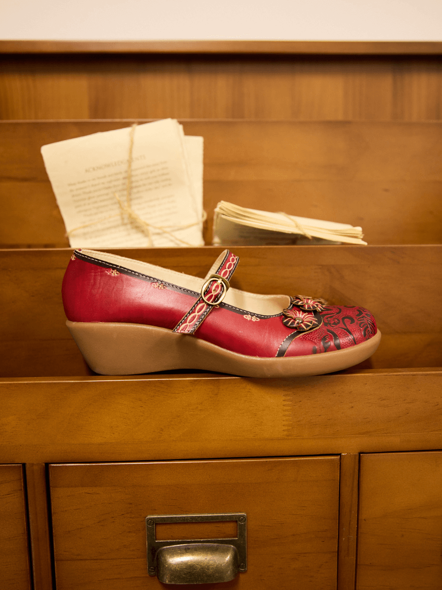 Menton Dream Floral Leather Mary Jane