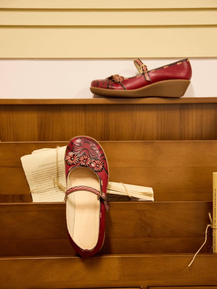 Menton Dream Floral Leather Mary Jane