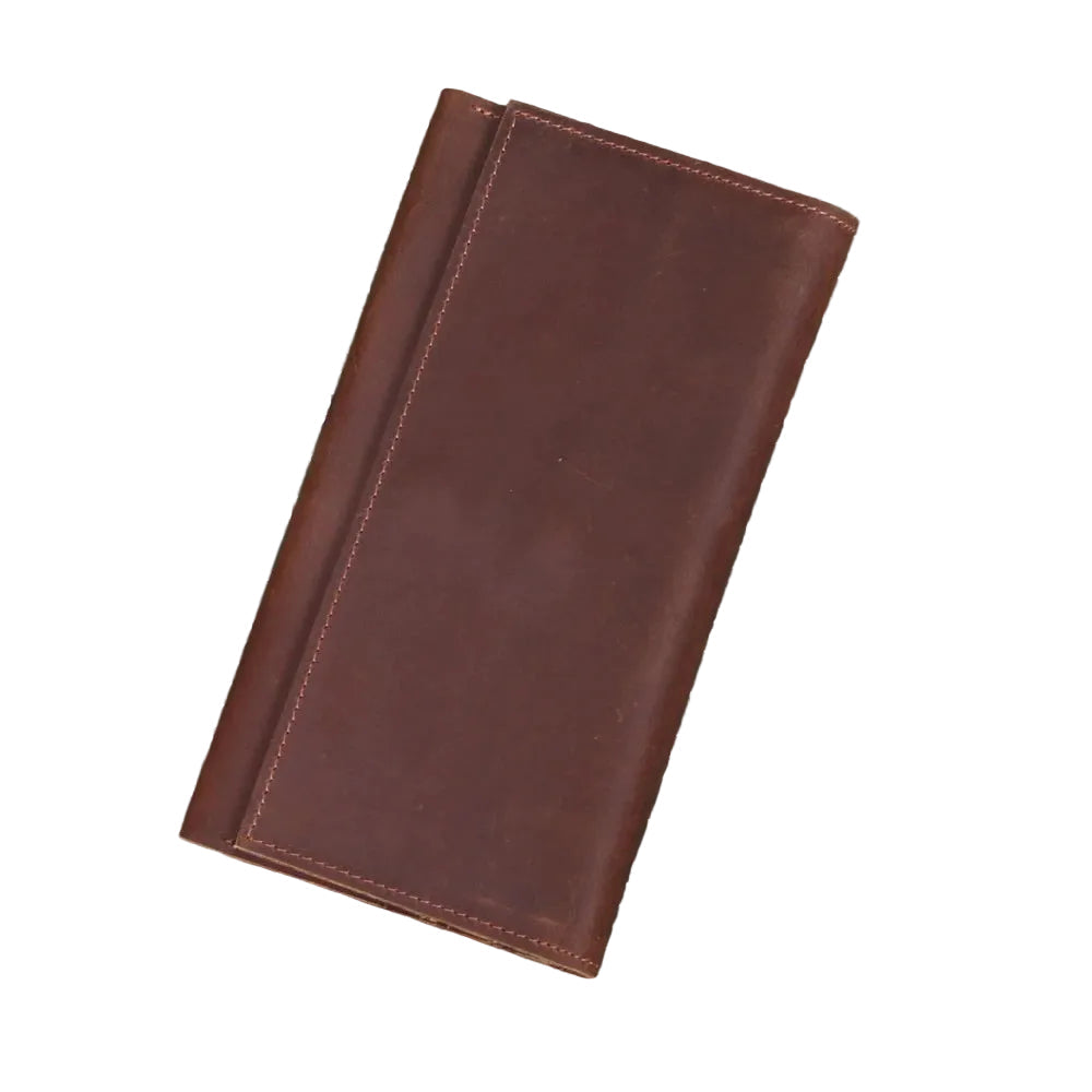 Men's Vintage Pull-Up Leather Long Wallet - Large Capacity Cowhide Clutch