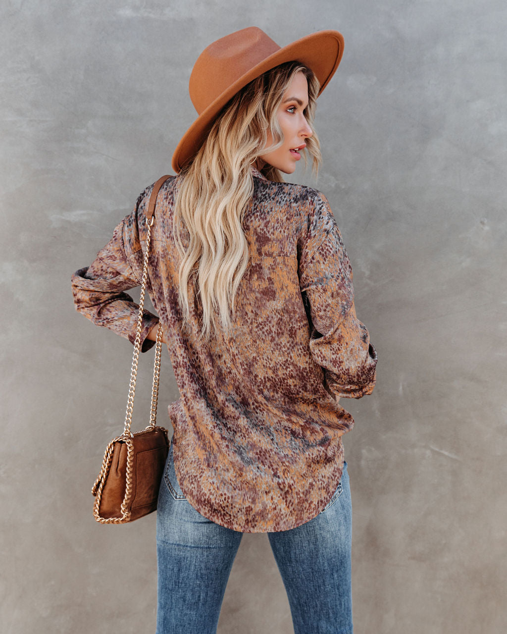 Roscoe Printed Satin Button Down Blouse