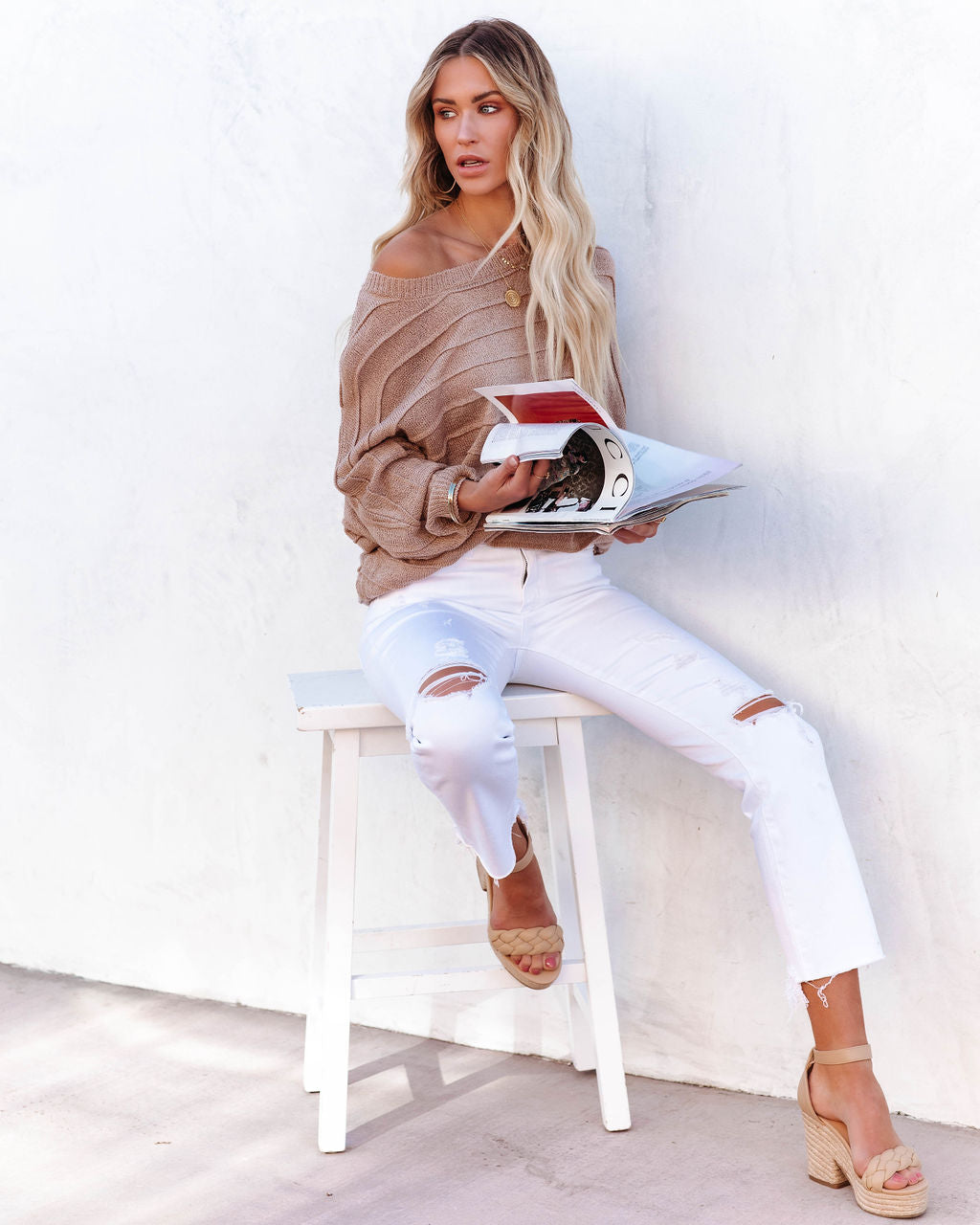 Ryker Ribbed Dolman Sweater - Taupe