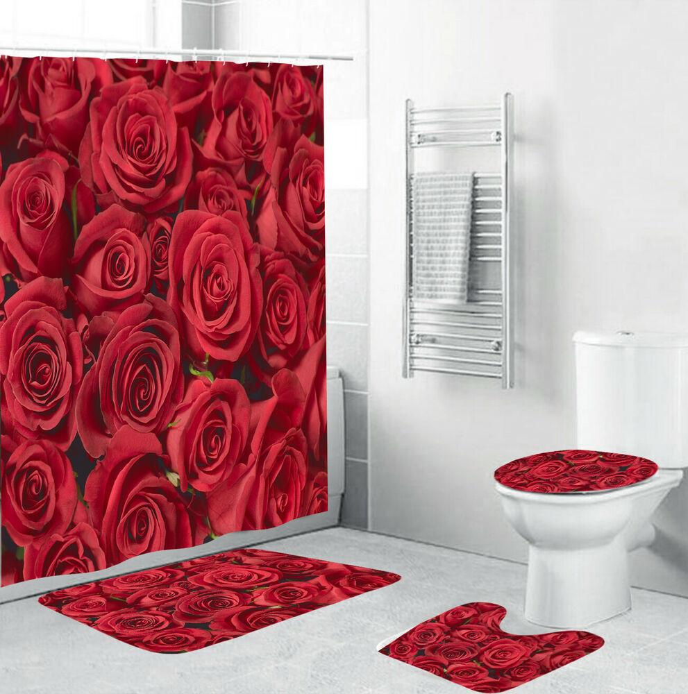 Rose Shower Curtain Set-STYLEGOING