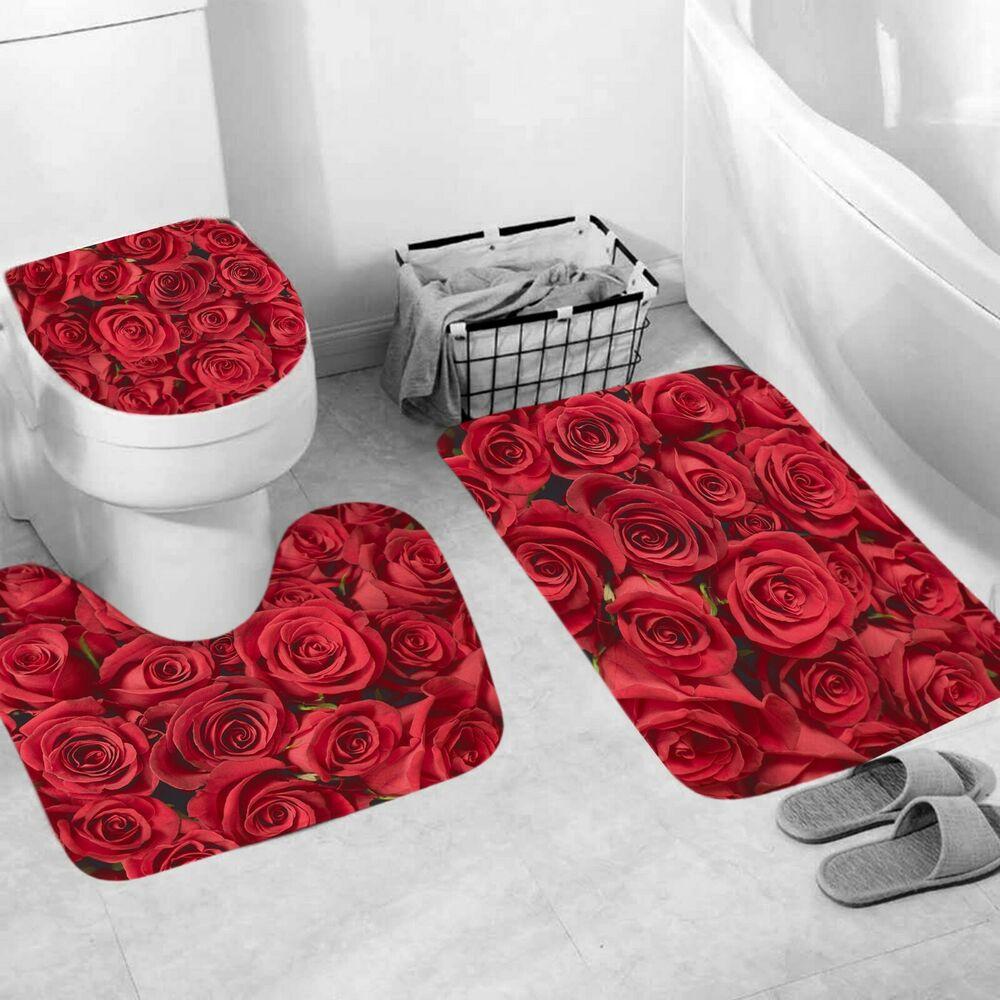 Rose Shower Curtain Set-STYLEGOING
