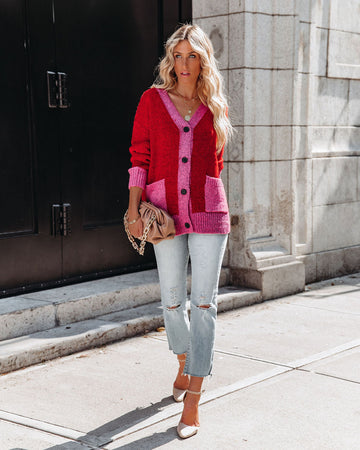 Shades Of Love Pocketed Button Down Knit Cardigan