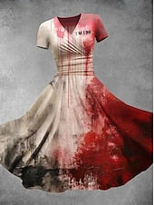 Halloween Women's Bloodstain Print Midi Dress