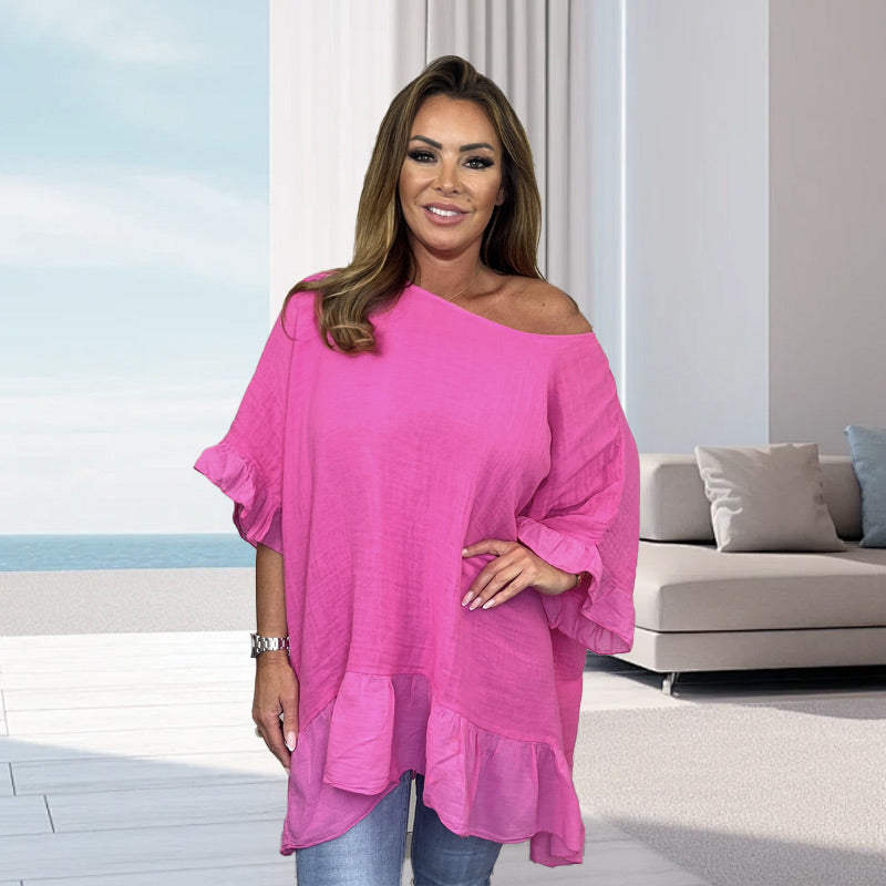 The Riviera Off-Shoulder Blouse - Effortless, Airy Elegance - 50% OFF