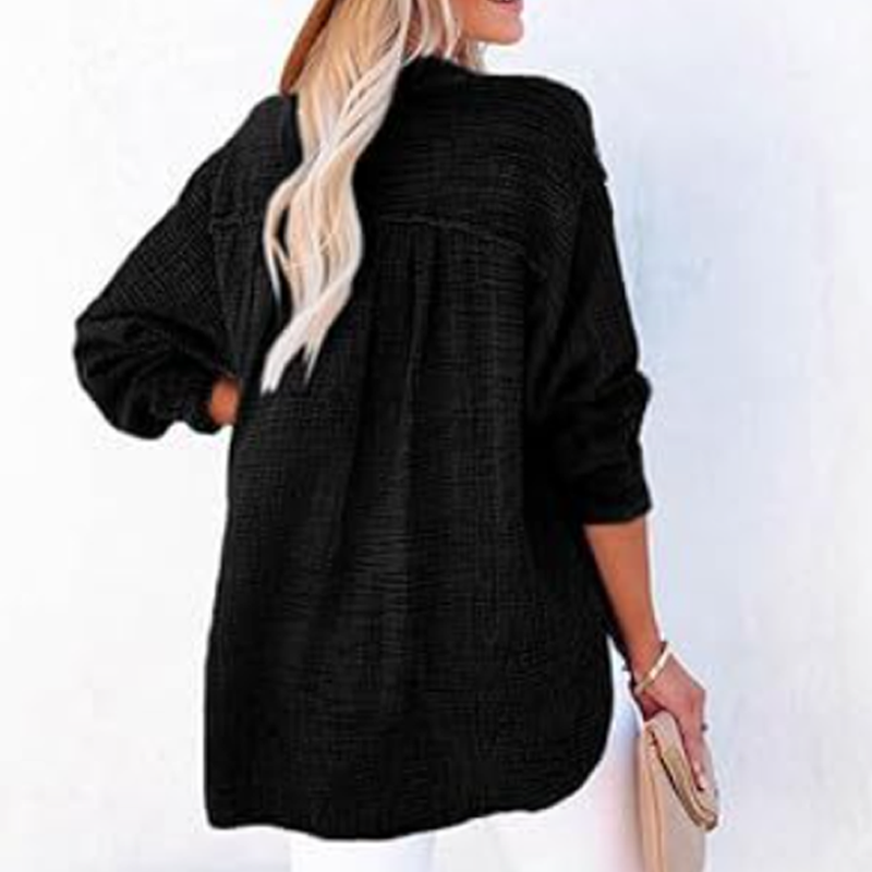 Breezia Luxe Women's Casual Gauze Button Neck Long Sleeve Blouse - Lightweight Everyday Comfort - 70% OFF