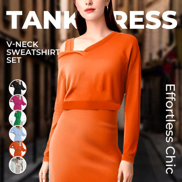 The Effortless Chic Set - Sleeveless Dress & Loose V-Neck Pullover + 50% OFF
