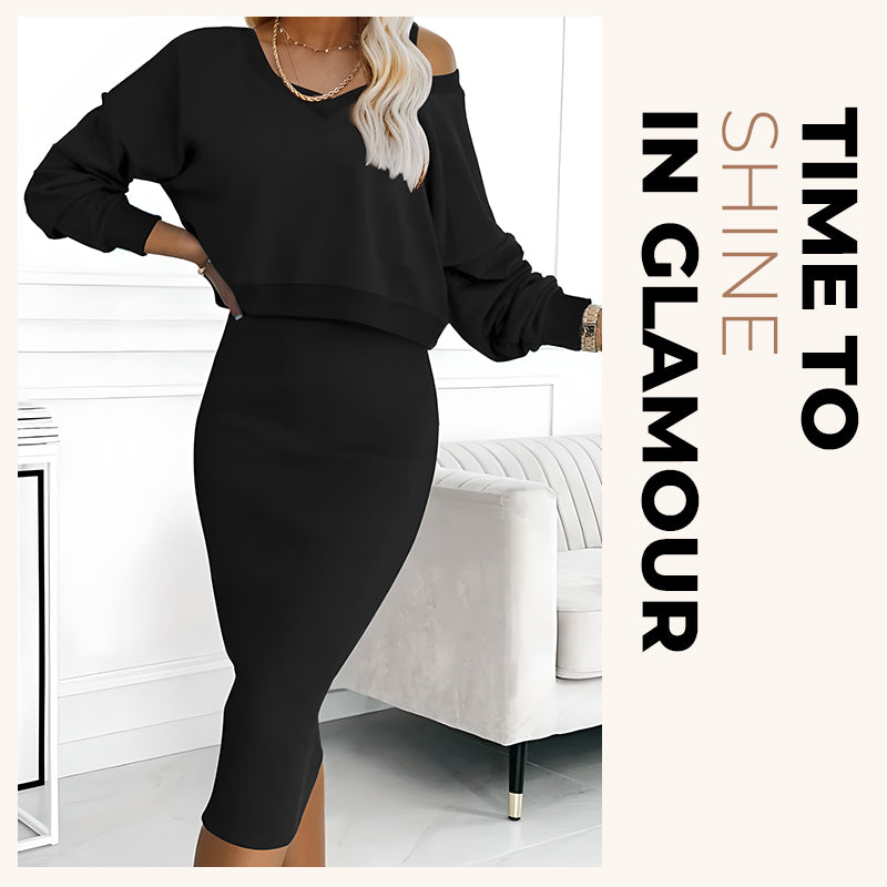 The Effortless Chic Set - Sleeveless Dress & Loose V-Neck Pullover + 50% OFF