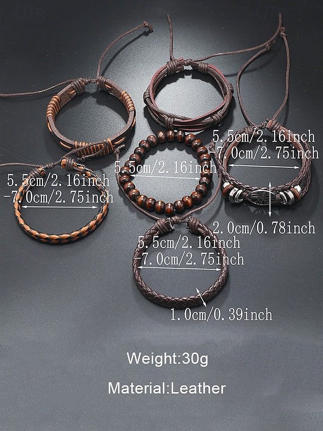 Men's Leather Bracelet Set