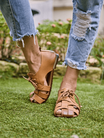 Daybreaker Leather Woven Sandal - Tan