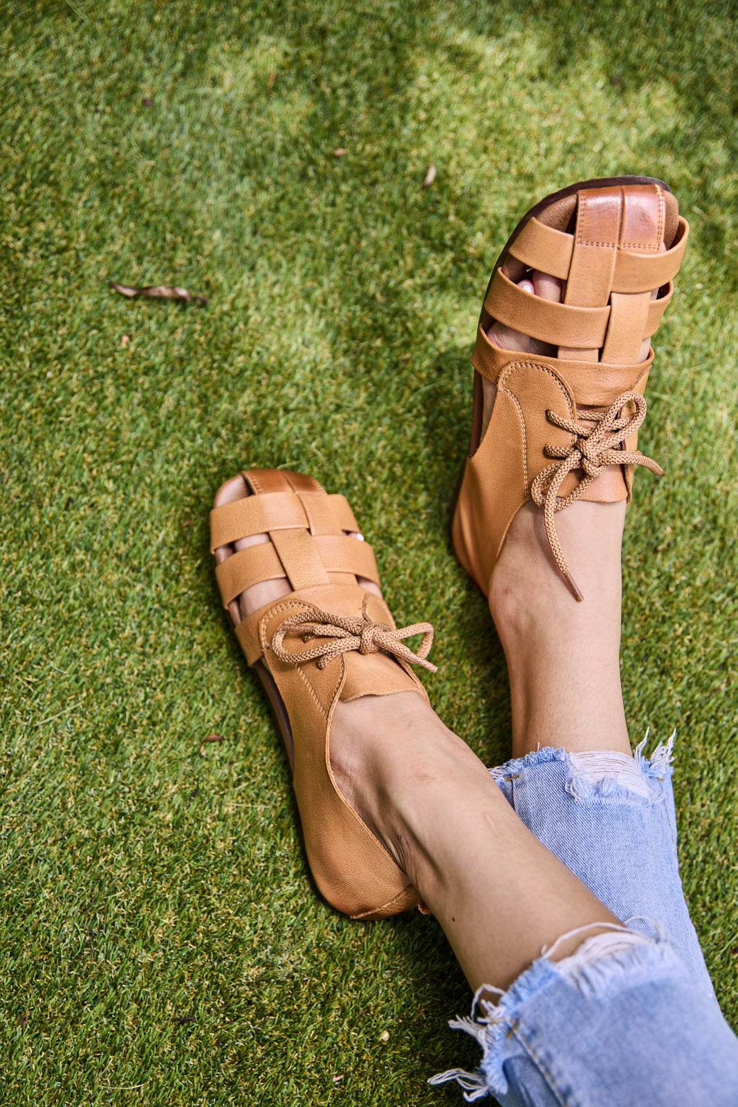 Daybreaker Leather Woven Sandal - Tan