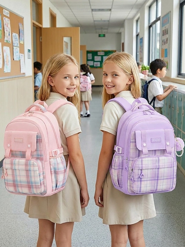 Girls Plaid Backpack for School