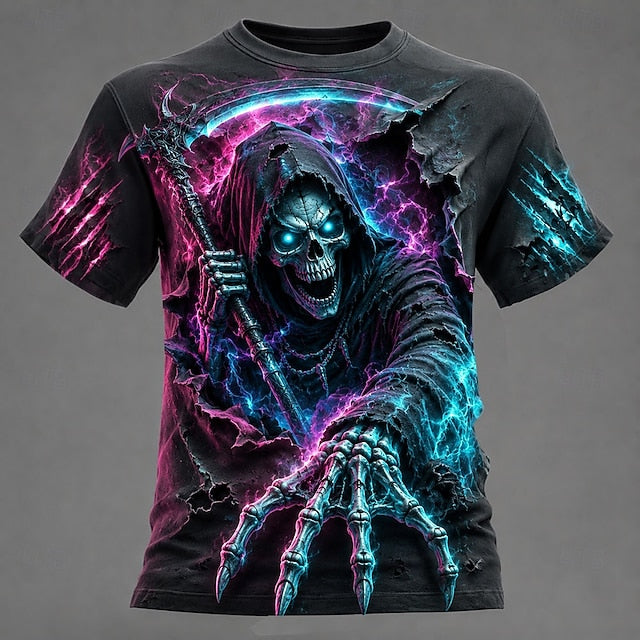 Halloween Men's Skull T Shirt Short Sleeve