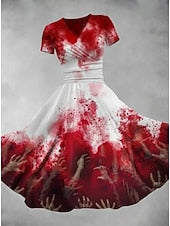 Halloween Women's Bloodstain Print Midi Dress